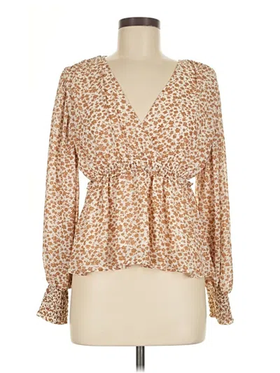 Pre-owned Blu Pepper Long Sleeve Blouse In Brown