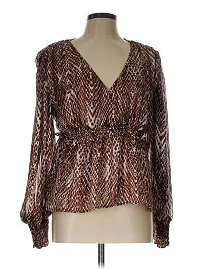 Pre-owned Blu Pepper Long Sleeve Blouse In Brown