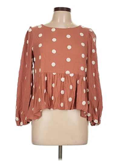 Pre-owned Blu Pepper Long Sleeve Blouse In Brown