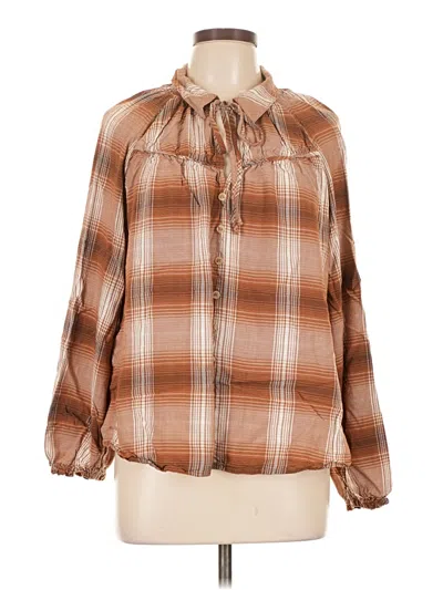 Pre-owned Blu Pepper Long Sleeve Blouse In Brown