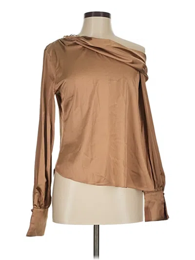 Pre-owned Blu Pepper Long Sleeve Blouse In Brown