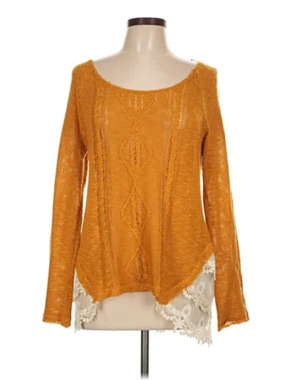 Pre-owned Blu Pepper Long Sleeve Blouse In Gold