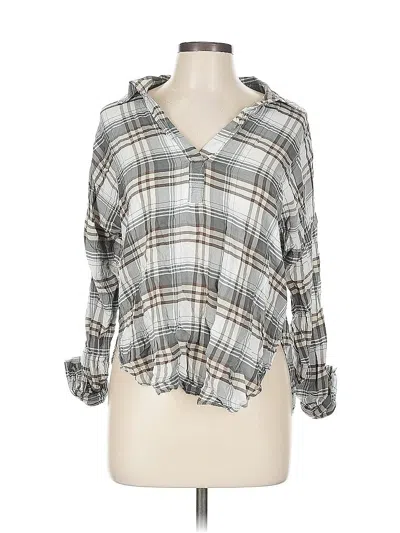 Pre-owned Blu Pepper Long Sleeve Blouse In Gray