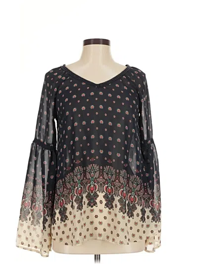 Pre-owned Blu Pepper Long Sleeve Blouse In Gray