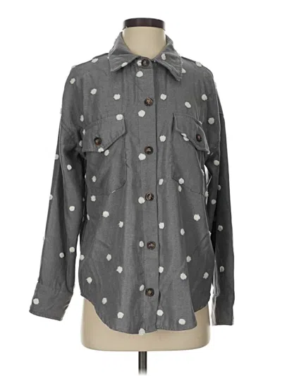 Pre-owned Blu Pepper Long Sleeve Blouse In Gray
