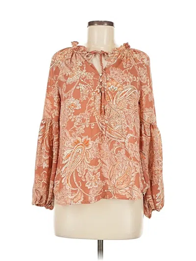 Pre-owned Blu Pepper Long Sleeve Blouse In Orange