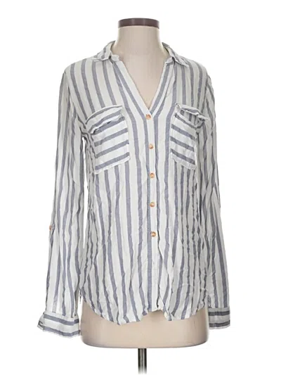 Pre-owned Blu Pepper Long Sleeve Blouse In Silver