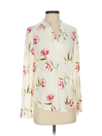 Pre-owned Blu Pepper Long Sleeve Blouse In White