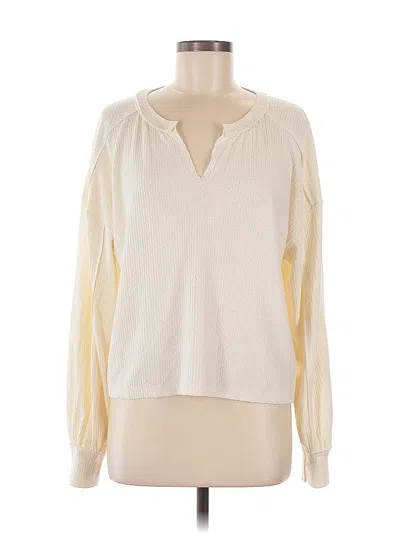 Pre-owned Blu Pepper Long Sleeve Blouse In White