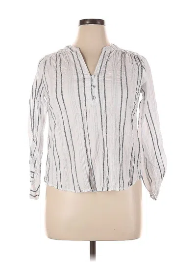Pre-owned Blu Pepper Long Sleeve Blouse In White