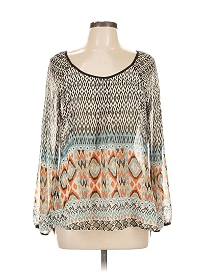 Pre-owned Blu Pepper Long Sleeve Blouse In White