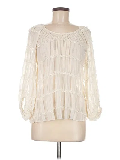 Pre-owned Blu Pepper Long Sleeve Blouse In White