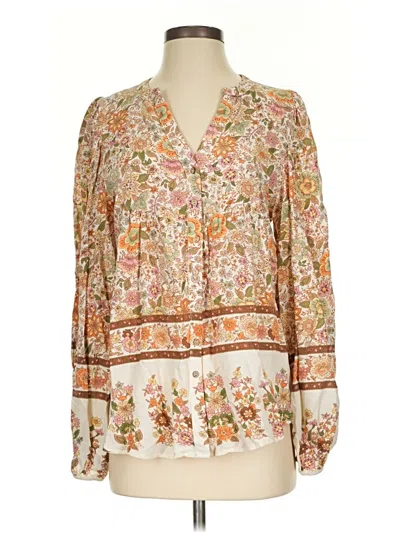 Pre-owned Blu Pepper Long Sleeve Blouse In White