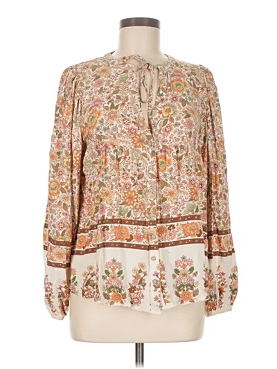 Pre-owned Blu Pepper Long Sleeve Blouse In White