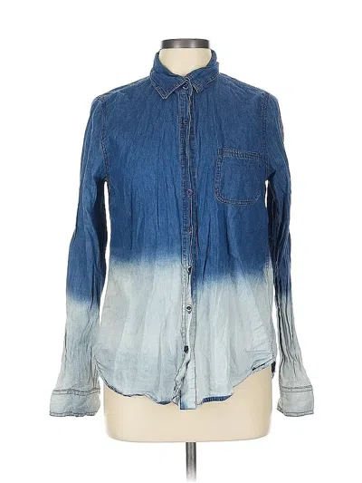 Pre-owned Blu Pepper Long Sleeve Button Down Shirt In Blue