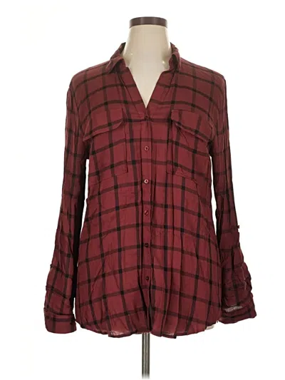 Pre-owned Blu Pepper Long Sleeve Button Down Shirt In Burgundy