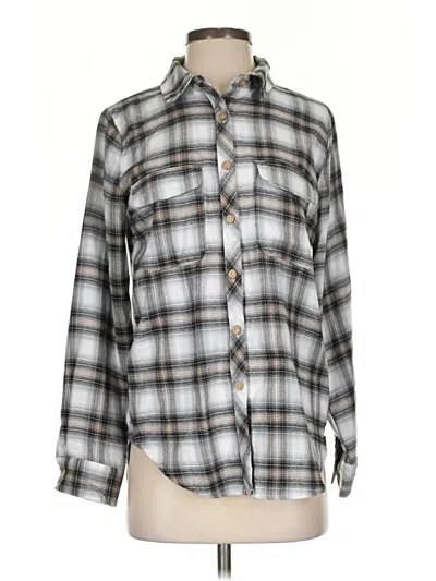 Pre-owned Blu Pepper Long Sleeve Button Down Shirt In Gray