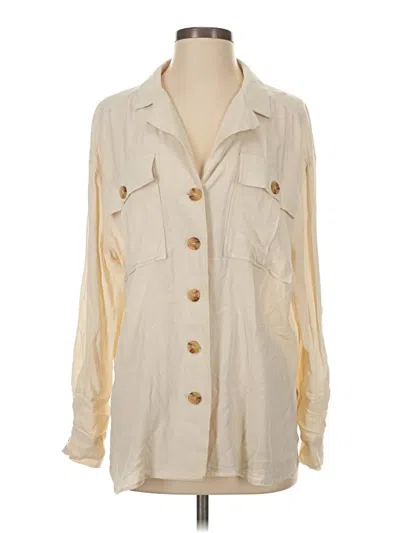 Pre-owned Blu Pepper Long Sleeve Button Down Shirt In Ivory