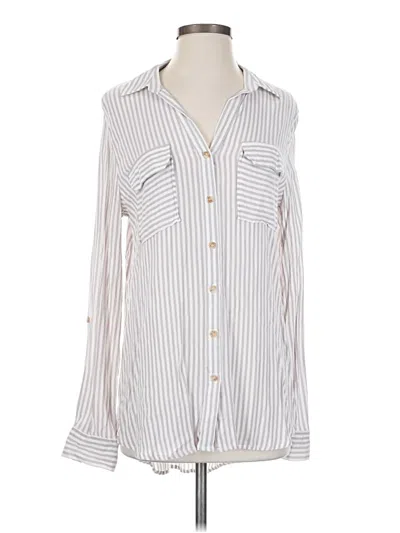 Pre-owned Blu Pepper Long Sleeve Button Down Shirt In Ivory