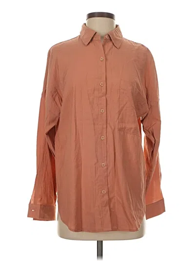 Pre-owned Blu Pepper Long Sleeve Button Down Shirt In Orange