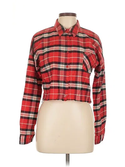 Pre-owned Blu Pepper Long Sleeve Button Down Shirt In Red