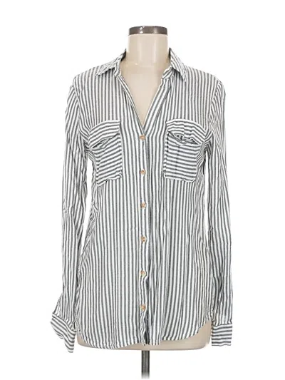 Pre-owned Blu Pepper Long Sleeve Button Down Shirt In Silver