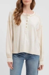Blu Pepper Long Sleeve Henley In Cream