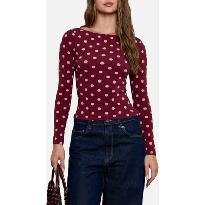 Blu Pepper Long Sleeve Knit Top In Burgundy