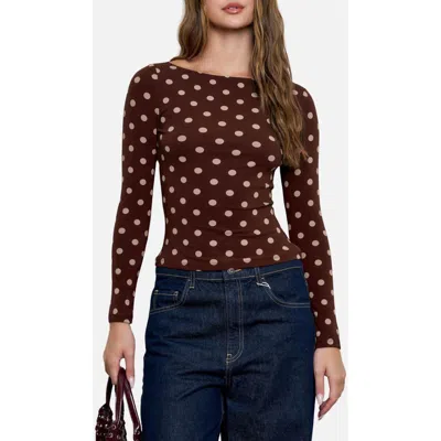Blu Pepper Long Sleeve Knit Top In Brown