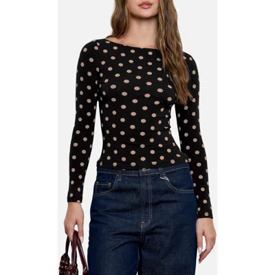 Blu Pepper Long Sleeve Knit Top In Black