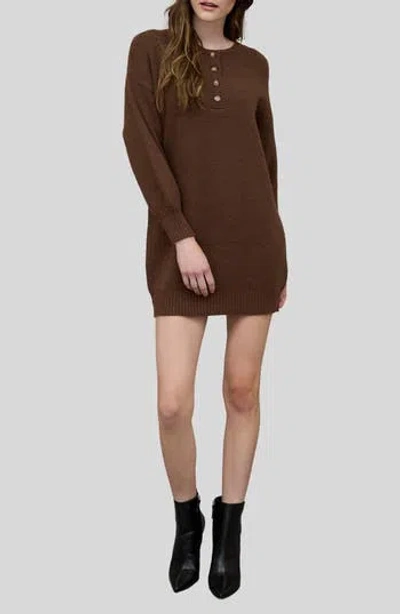 Blu Pepper Long Sleeve Sweater Dress In Coffee Bean