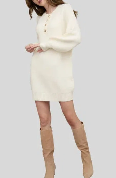 Blu Pepper Long Sleeve Sweater Dress In Cream