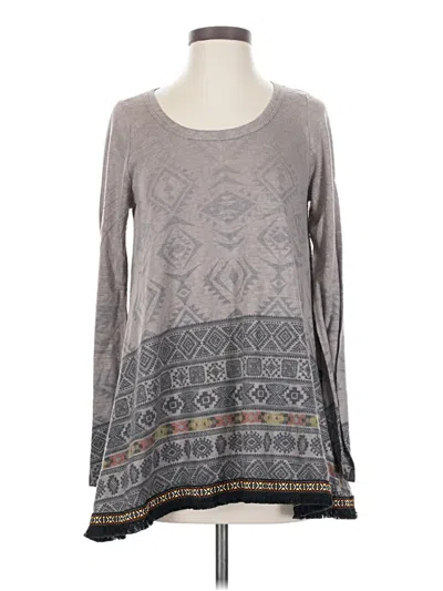 Pre-owned Blu Pepper Long Sleeve Top Gray Scoop Neck Tops