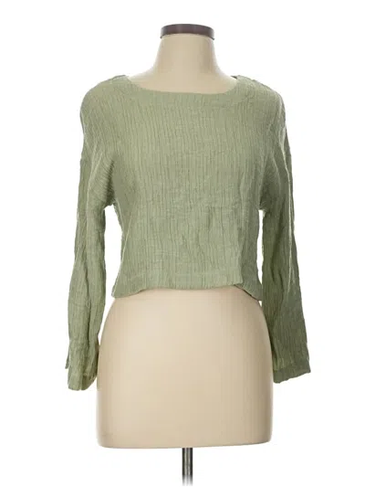Pre-owned Blu Pepper Long Sleeve Top Green Square Neckline Tops
