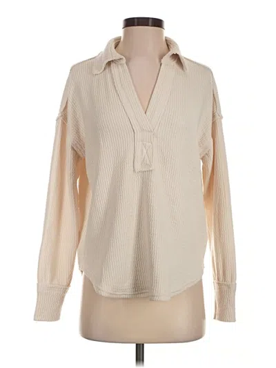 Pre-owned Blu Pepper Long Sleeve Top Ivory Tie Neck Tops