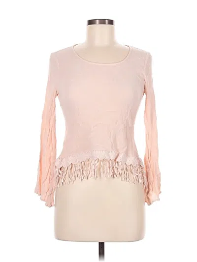 Pre-owned Blu Pepper Long Sleeve Top Pink Sweetheart Neckline Tops