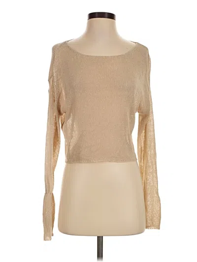 Pre-owned Blu Pepper Long Sleeve Top Tan Boatneck Tops