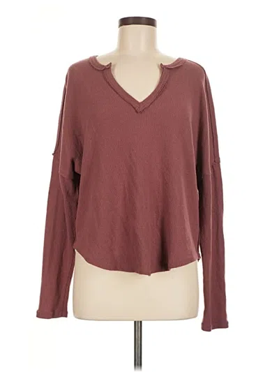 Pre-owned Blu Pepper Long Sleeve T-shirt In Burgundy