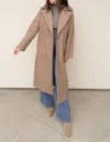 Blu Pepper Longline Button-closure Coat In Mocha In Brown