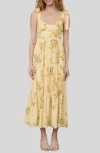Blu Pepper Loop Trim Tie Shoulder Maxi Dress In Yellow
