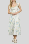 Blu Pepper Loop Trim Tie Shoulder Maxi Dress In Multi