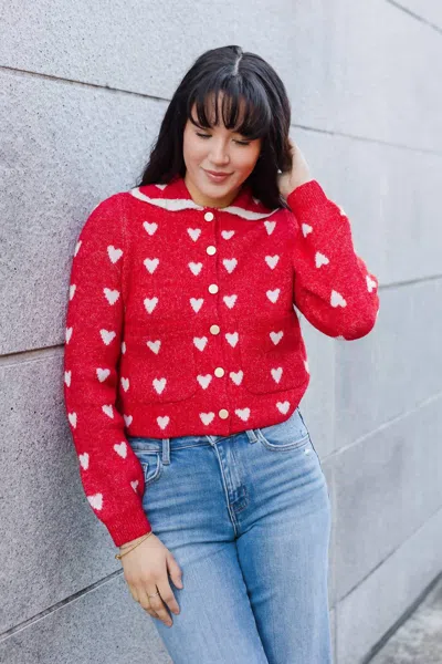 Blu Pepper Love You Mean It Cardigan In Red