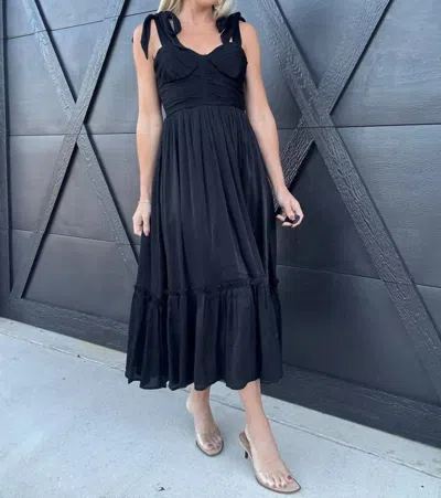 Blu Pepper Lurex Tie Strap Midi Dress In Black In Blue