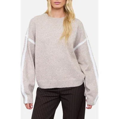 Blu Pepper Marled Contrast Stitch Crewneck Sweater In Multi