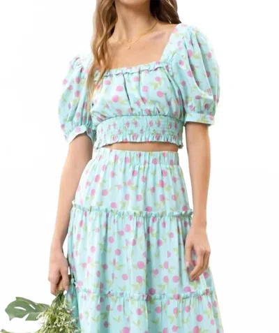 Blu Pepper Marlow Fruit Cropped Top In Mint In Blue