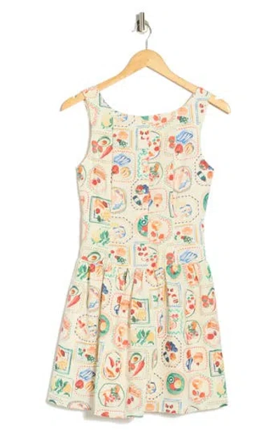 Blu Pepper Mediterranean Lunch Motif Drop Waist Minidress In Multi