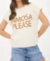 Blu Pepper Mimosa Please Short Sleeve Pullover Sweater In Ivory In White