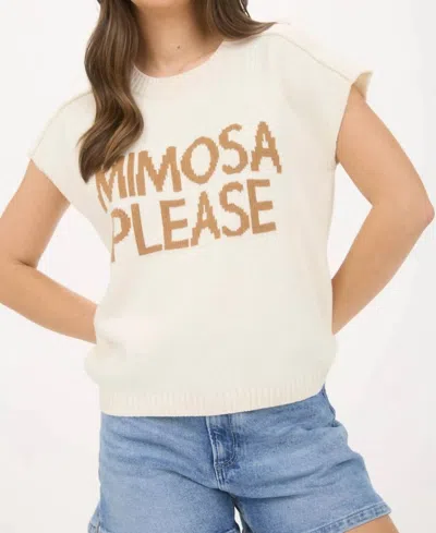 Blu Pepper Mimosa Please Short Sleeve Pullover Sweater In Ivory In Neutral
