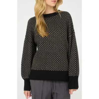Blu Pepper Mini Jacquard Crewneck Sweater In Black