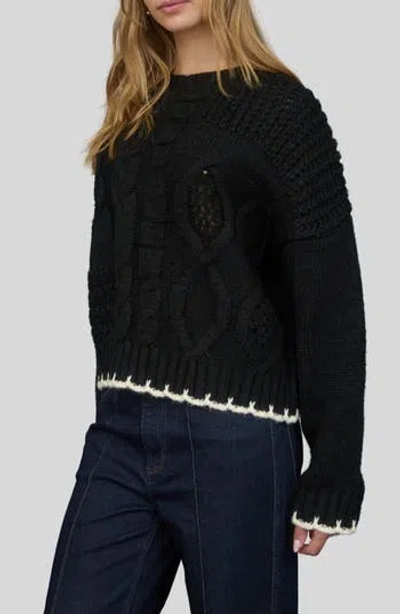 Blu Pepper Mixed Cable Knit Sweater In Black